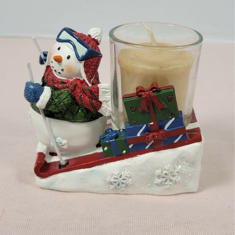 Yankee Candle Skiing Snowman Votive Tealight Candle Holder